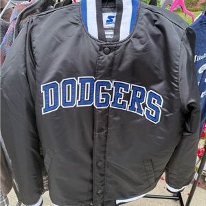 STARTER Black and Blue Varsity Bomber Jacket